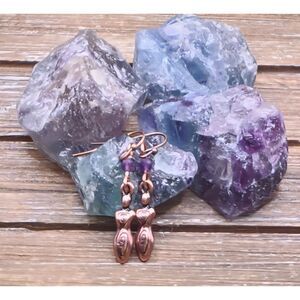Amethyst and Copper Goddess Earrings